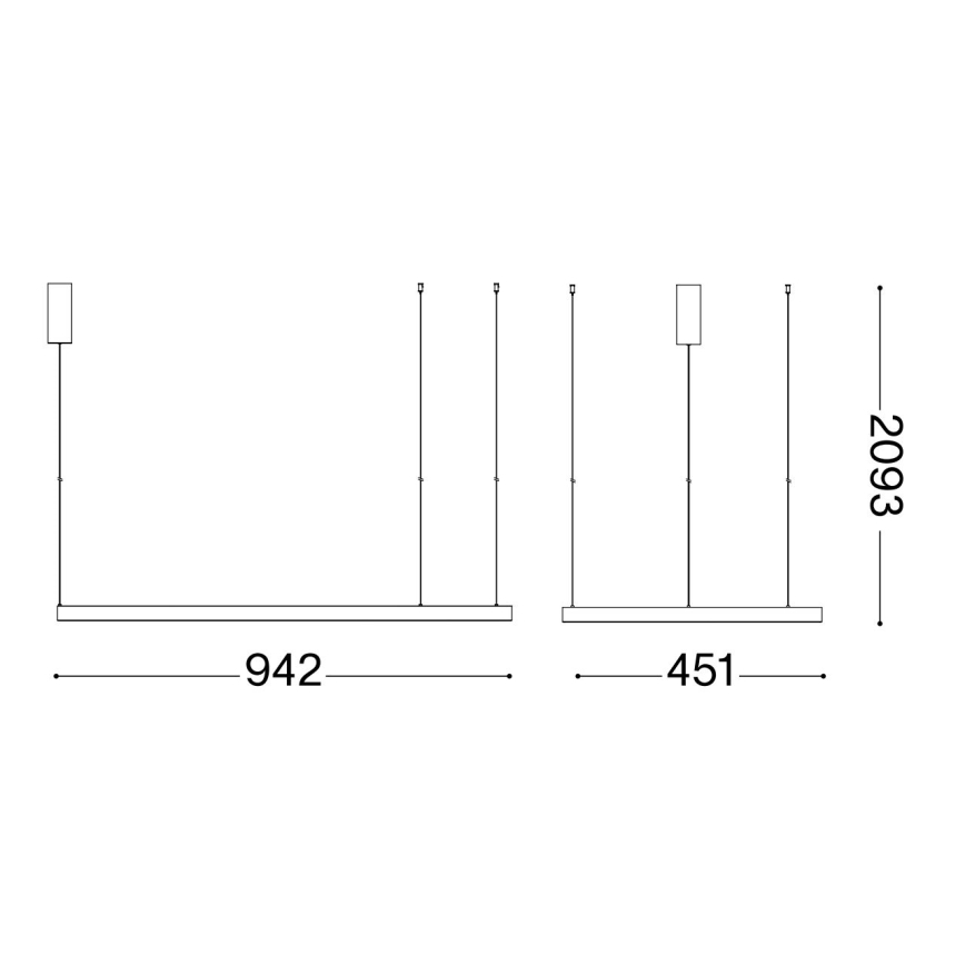 Ideal Lux - LED luster na sajli WAVES LED/37W/230V CRI 90 crno