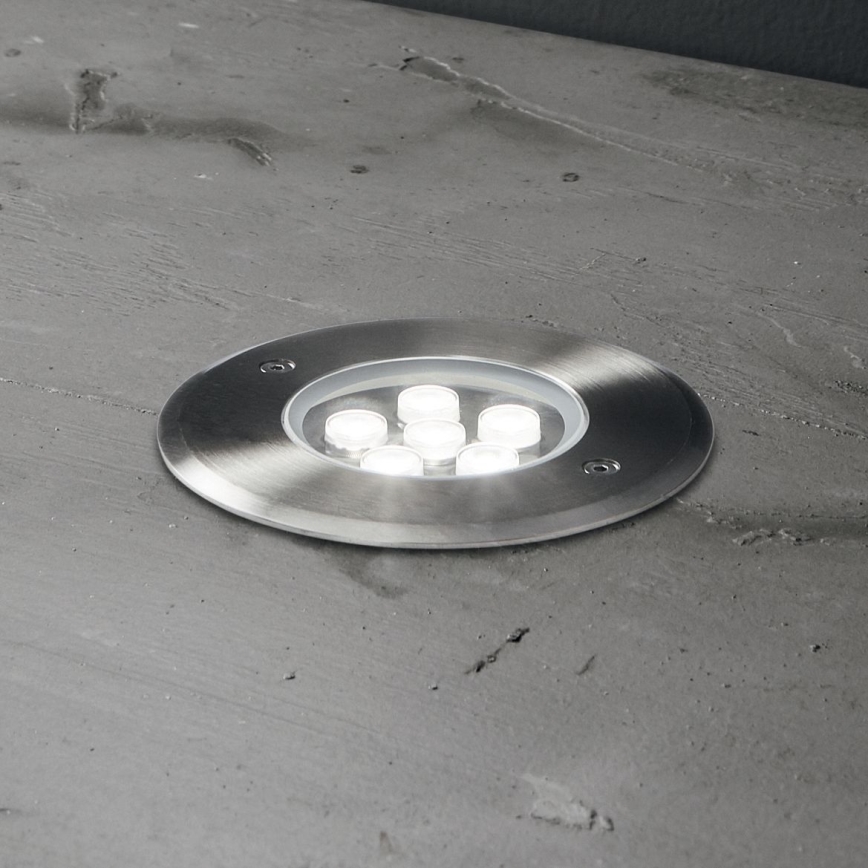Ideal Lux - LED rasveta za kućni prilaz FLOOR LED/6W/230V pr. 12 cm CRI 90 IP67 sjajni krom