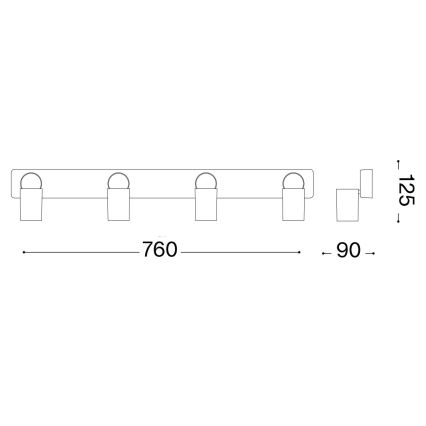 Ideal Lux - LED Reflektorska lampa RUDY 4xGU10/7W/230V CRI 90 crno