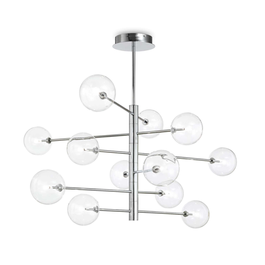 Ideal Lux - LED Viseći luster EQUINOXE 12xG4/2W/230V pr. 124 cm sjajni krom/prozirna