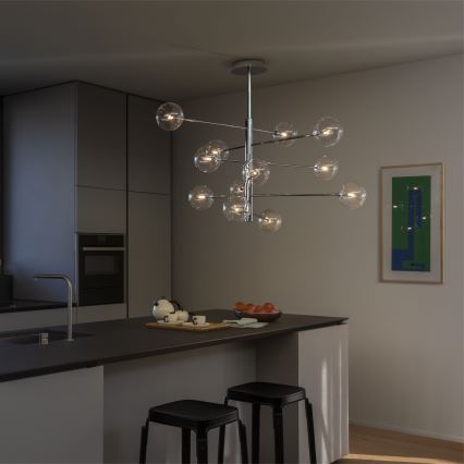 Ideal Lux - LED Viseći luster EQUINOXE 12xG4/2W/230V pr. 124 cm sjajni krom/prozirna
