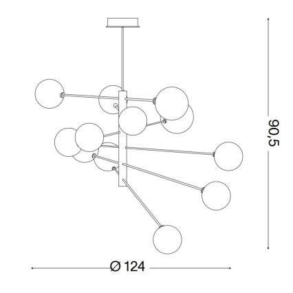 Ideal Lux - LED Viseći luster EQUINOXE 12xG4/2W/230V pr. 124 cm sjajni krom/prozirna