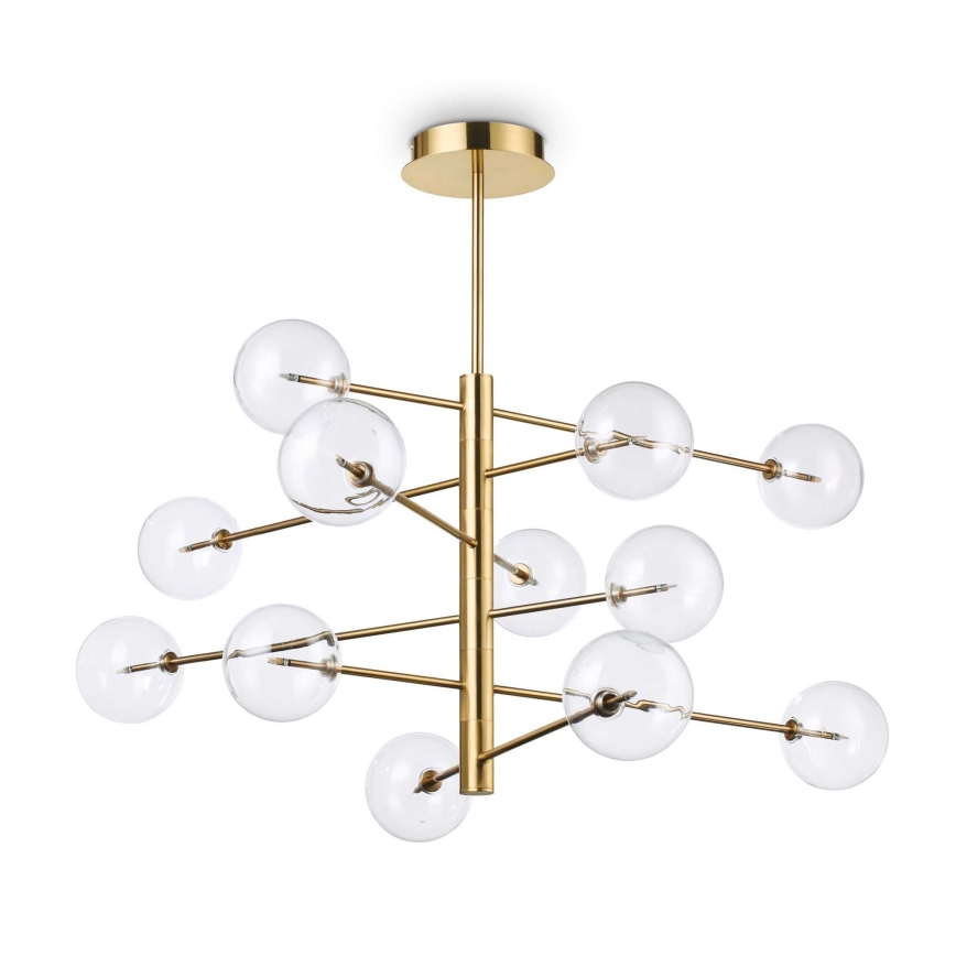 Ideal Lux - LED Viseći luster EQUINOXE 12xG4/2W/230V pr. 124 cm mesing/prozirna