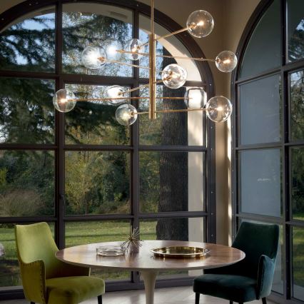 Ideal Lux - LED Viseći luster EQUINOXE 12xG4/2W/230V pr. 124 cm mesing/prozirna