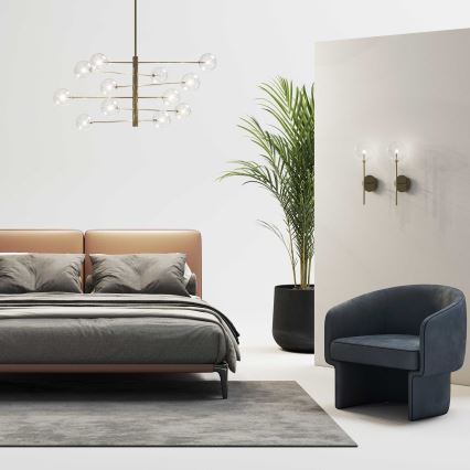Ideal Lux - LED Viseći luster EQUINOXE 12xG4/2W/230V pr. 124 cm mesing/prozirna