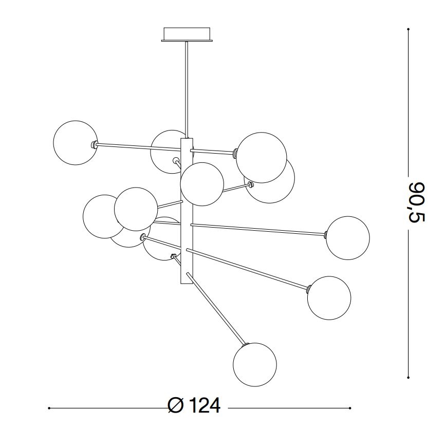 Ideal Lux - LED Viseći luster EQUINOXE 12xG4/2W/230V pr. 124 cm mesing/prozirna