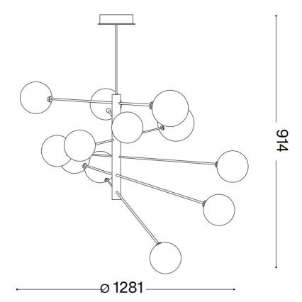 Ideal Lux - LED Viseći luster EQUINOXE 12xG4/2W/230V pr. 128,1 cm mesing/dimno