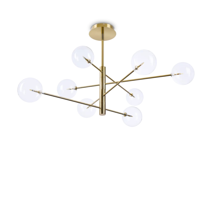 Ideal Lux - LED Viseći luster EQUINOXE 8xG4/2W/230V pr. 128 cm mesing/prozirna