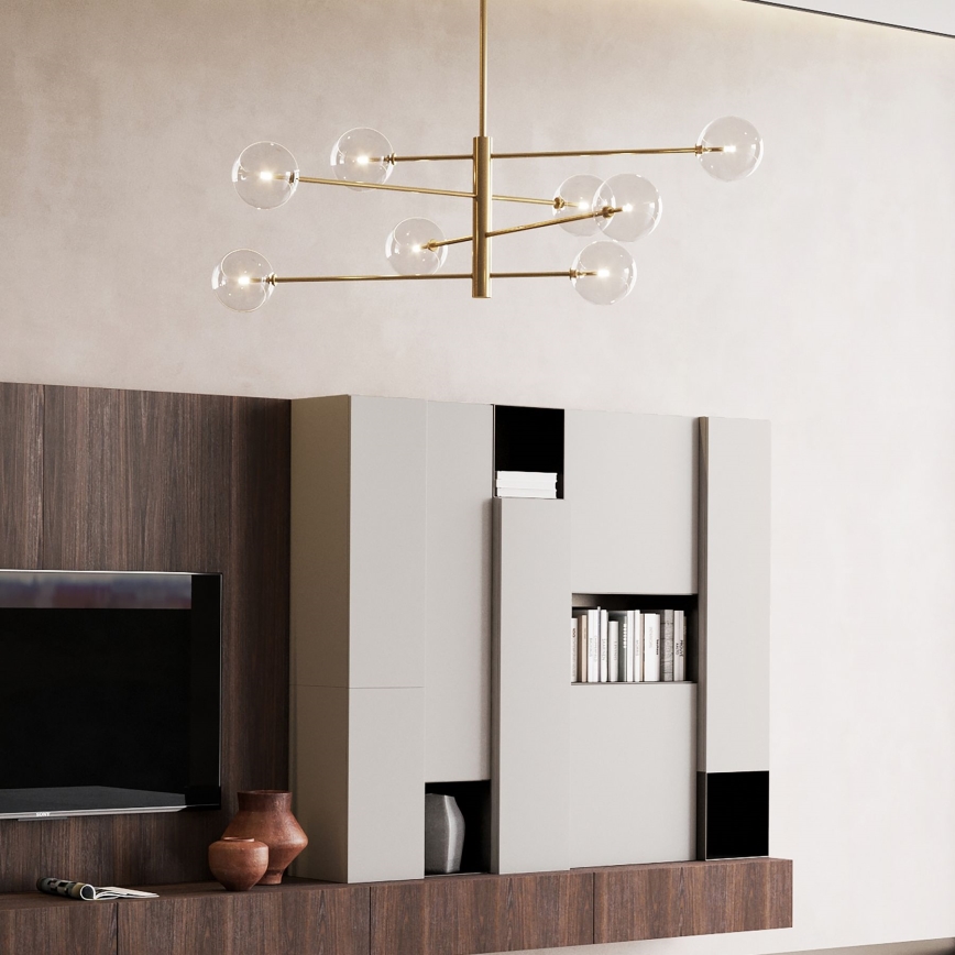 Ideal Lux - LED Viseći luster EQUINOXE 8xG4/2W/230V pr. 128 cm mesing/prozirna
