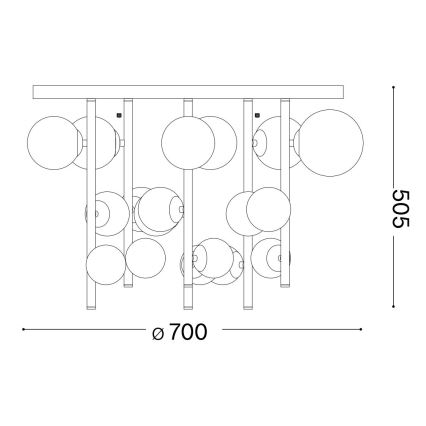 Ideal Lux - LED Viseći luster PERLAGE 18xG9/3W/230V pr. 70 cm crno/dimno
