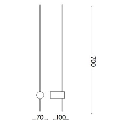 Ideal Lux - LED Zidna lampa ESSENCE LED/12W/230V 4000K 70 cm CRI 90 crno