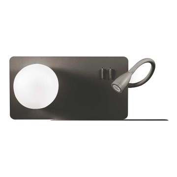 Ideal Lux - LED Zidna lampa sa fleksibilnom lampicom BOOK 1xG9/28W + LED/3W/230V USB crno