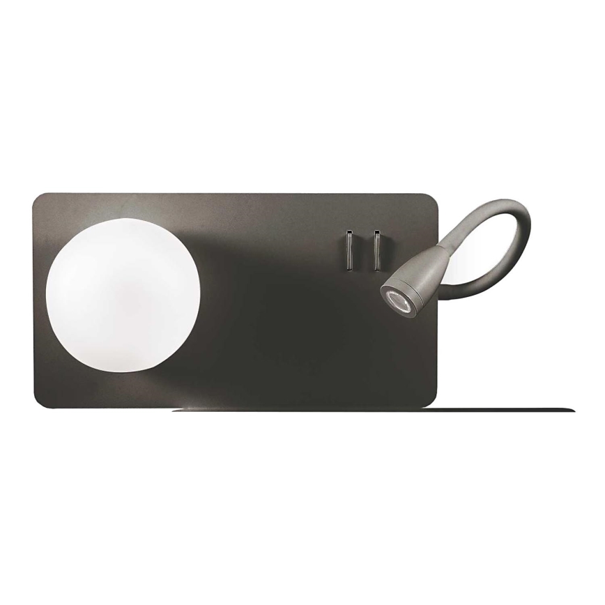 Ideal Lux - LED Zidna lampa sa fleksibilnom lampicom BOOK 1xG9/28W + LED/3W/230V USB crno