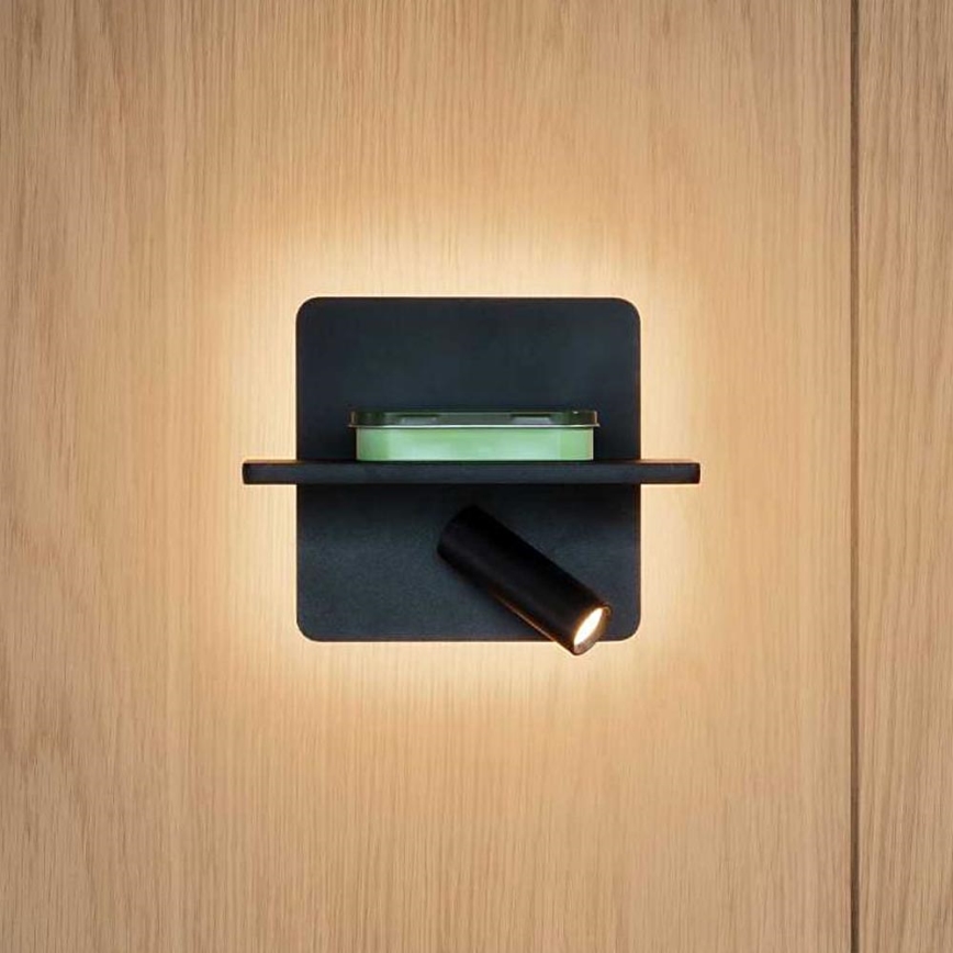 Ideal Lux - LED Zidna reflektorska lampa PIANO LED/11,5W/230V USB crno