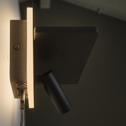 Ideal Lux - LED Zidna reflektorska lampa PIANO LED/11,5W/230V USB crno