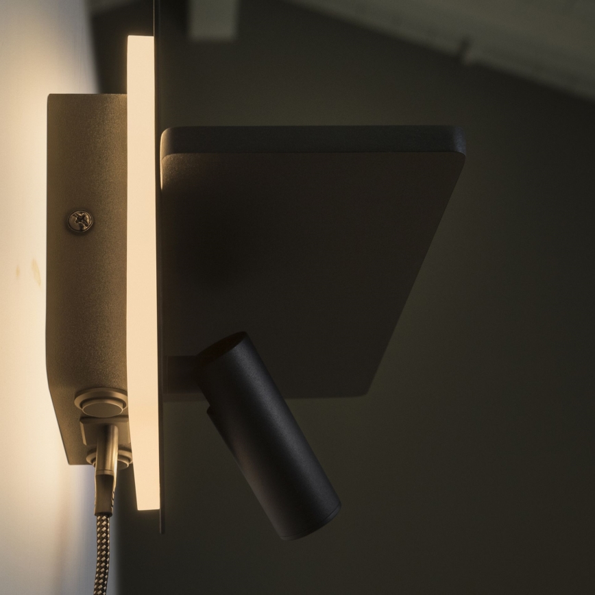 Ideal Lux - LED Zidna reflektorska lampa PIANO LED/11,5W/230V USB crno