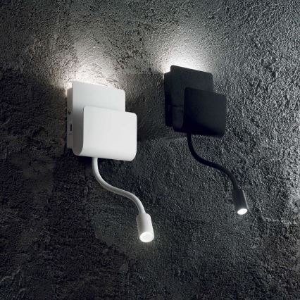 Ideal Lux - LED Zidna reflektorska lampa sa fleksibilnom lampicom PROBE LED/9,5W/230V USB CRI 90 bela