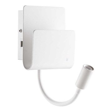 Ideal Lux - LED Zidna reflektorska lampa sa fleksibilnom lampicom PROBE LED/9,5W/230V USB CRI 90 bela