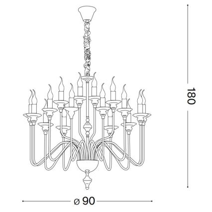 Ideal Lux - Luster na lancu ARTU 16xE14/40W/230V pr. 90 cm sjajni krom
