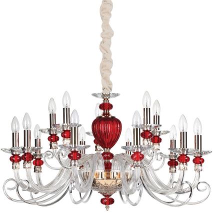 Ideal Lux - Luster na lancu BARONET 15xE14/40W/230V pr. 88 cm crveno