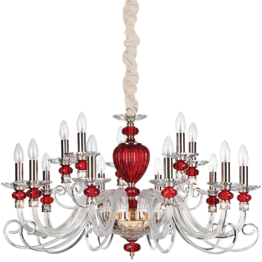 Ideal Lux - Luster na lancu BARONET 15xE14/40W/230V pr. 88 cm crveno