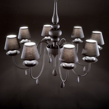Ideal Lux - Luster na lancu BLANCHE 8xE14/4W/230V pr. 92 cm crno