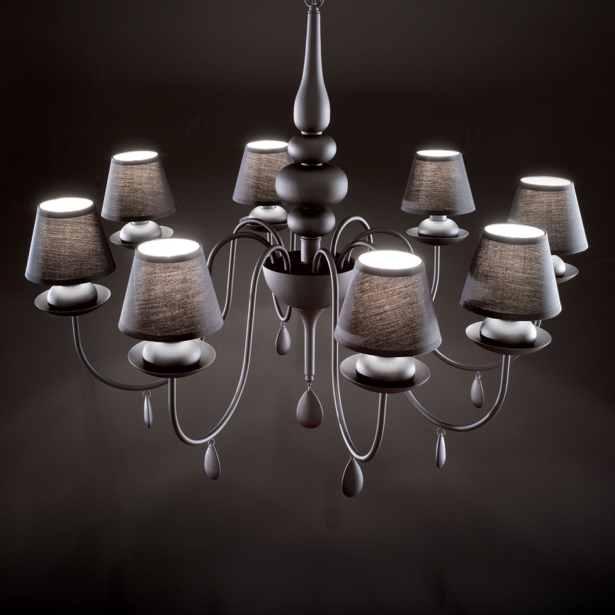 Ideal Lux - Luster na lancu BLANCHE 8xE14/4W/230V pr. 92 cm crno