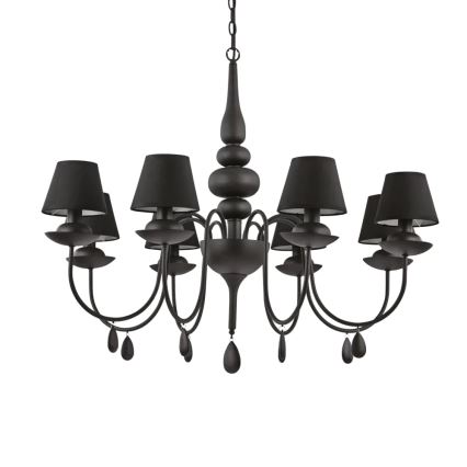 Ideal Lux - Luster na lancu BLANCHE 8xE14/4W/230V pr. 92 cm crno