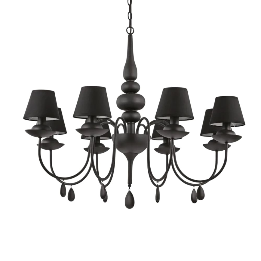 Ideal Lux - Luster na lancu BLANCHE 8xE14/4W/230V pr. 92 cm crno