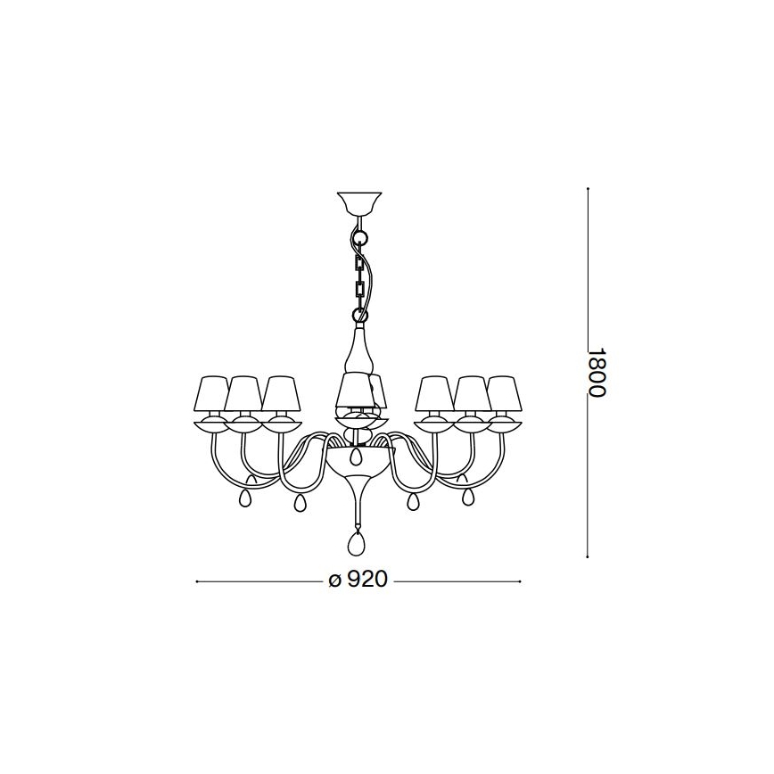 Ideal Lux - Luster na lancu BLANCHE 8xE14/4W/230V pr. 92 cm crno
