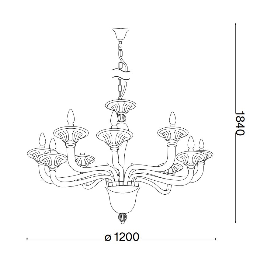Ideal Lux - Luster na lancu BRIGITTA 12xE14/40W/230V pr. 120 cm prozirna