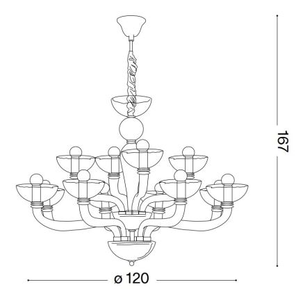 Ideal Lux - Luster na lancu CASANOVA 16xE14/40W/230V pr. 120 cm prozirna