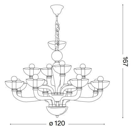 Ideal Lux - Luster na lancu CASANOVA 16xE14/40W/230V pr. 120 cm sivo