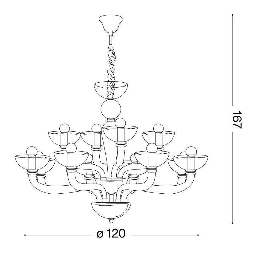 Ideal Lux - Luster na lancu CASANOVA 16xE14/40W/230V pr. 120 cm sivo