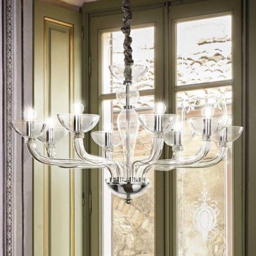 Ideal Lux - Luster na lancu CASANOVA 8xE14/40W/230V pr. 88 cm prozirna