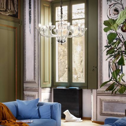 Ideal Lux - Luster na lancu CASANOVA 8xE14/40W/230V pr. 88 cm prozirna