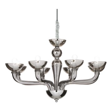 Ideal Lux - Luster na lancu CASANOVA 8xE14/40W/230V pr. 88 cm sivo
