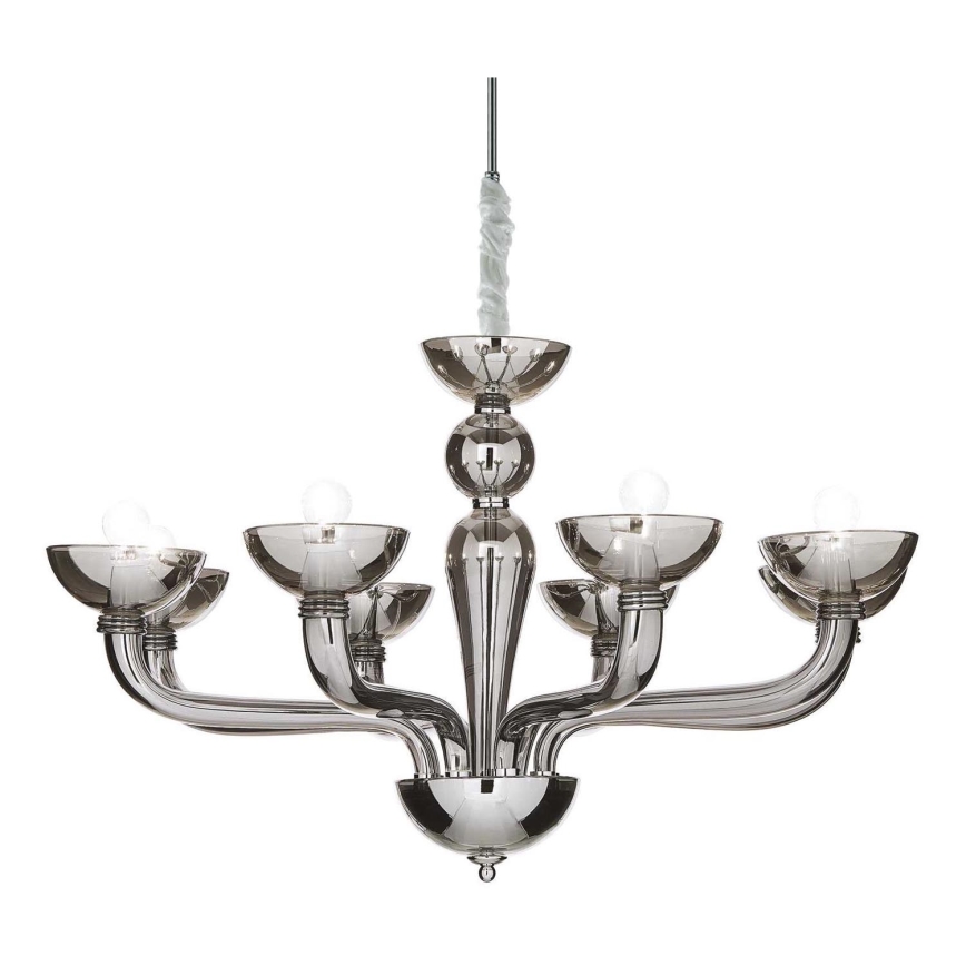 Ideal Lux - Luster na lancu CASANOVA 8xE14/40W/230V pr. 88 cm sivo