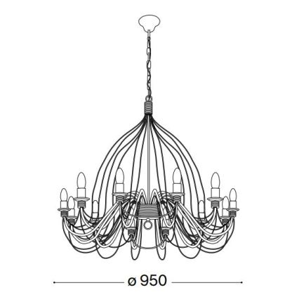 Ideal Lux - Luster na lancu CORTE 12xE14/40W/230V pr. 95 cm bakreno