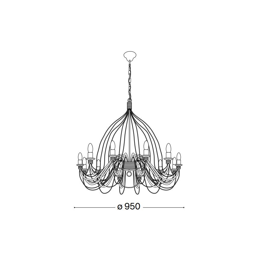 Ideal Lux - Luster na lancu CORTE 12xE14/40W/230V pr. 95 cm bakreno