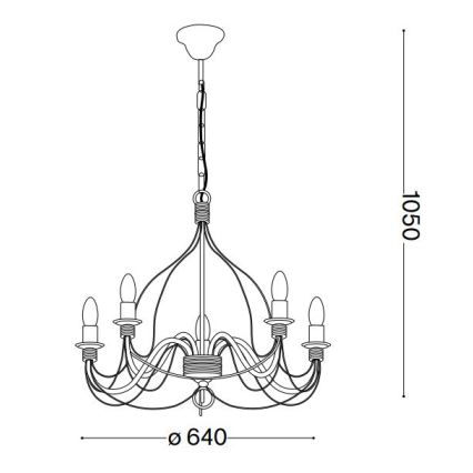 Ideal Lux - Luster na lancu CORTE 5xE14/40W/230V pr. 54 cm bakreno