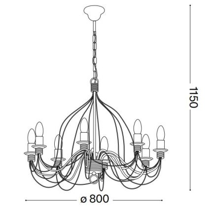 Ideal Lux - Luster na lancu CORTE 8xE14/40W/230V pr. 80 cm bakreno