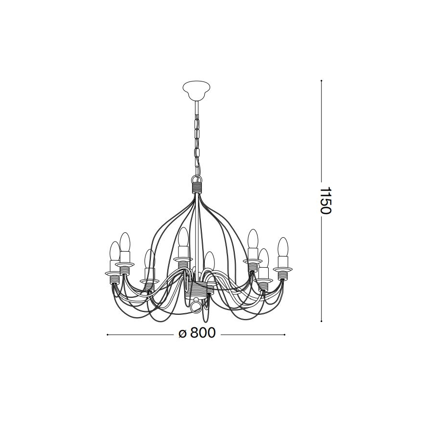 Ideal Lux - Luster na lancu CORTE 8xE14/40W/230V pr. 80 cm bakreno