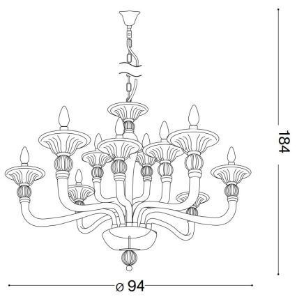 Ideal Lux - Luster na lancu DANIELI 12xE14/40W/230V pr. 94 cm mesing