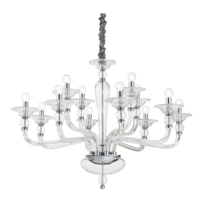 Ideal Lux - Luster na lancu DANIELI 12xE14/40W/230V pr. 94 cm prozirna