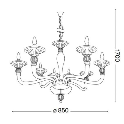 Ideal Lux - Luster na lancu DANIELI 8xE14/40W/230V pr. 85 cm mesing