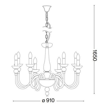 Ideal Lux - Luster na lancu DOGE 12xE14/40W/230V pr. 91 cm sjajni krom