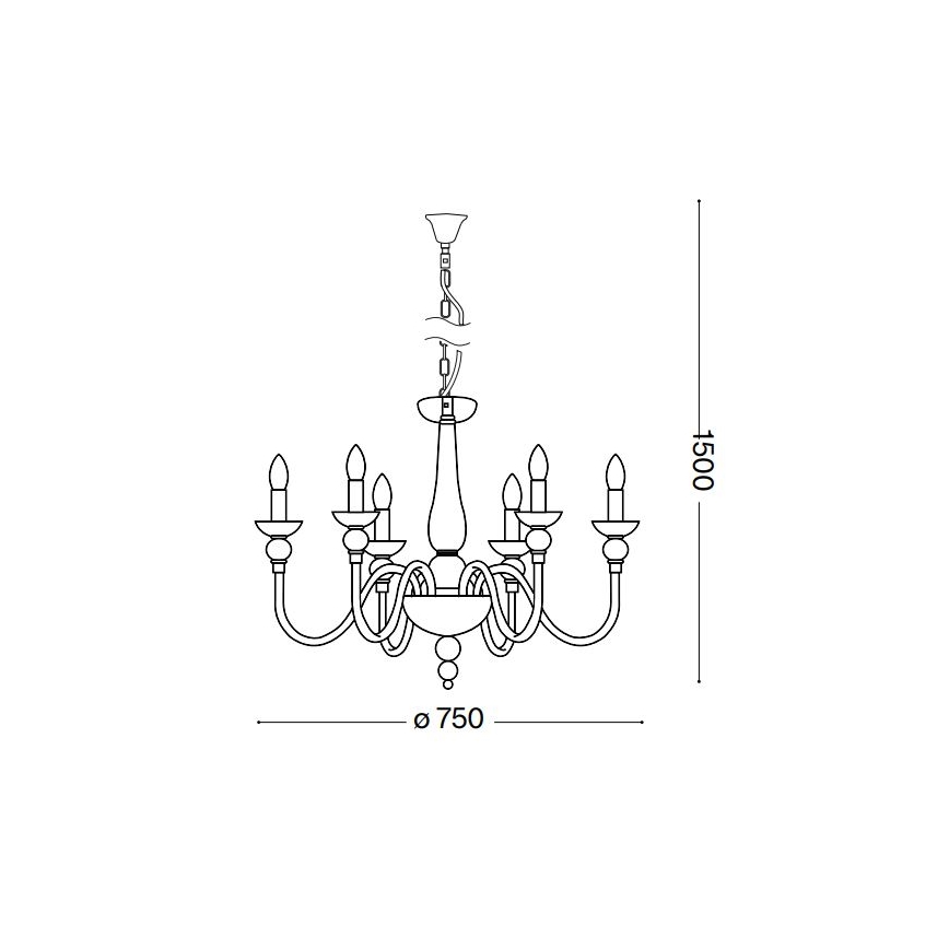 Ideal Lux - Luster na lancu DOGE 6xE14/40W/230V pr. 75 cm sjajni krom
