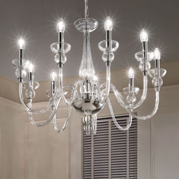 Ideal Lux - Luster na lancu DOGE 9xE14/40W/230V pr. 75 cm sjajni krom