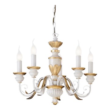 Ideal Lux - Luster na lancu FIRENZE 5xE14/40W/230V pr. 55 cm bela/zlatna